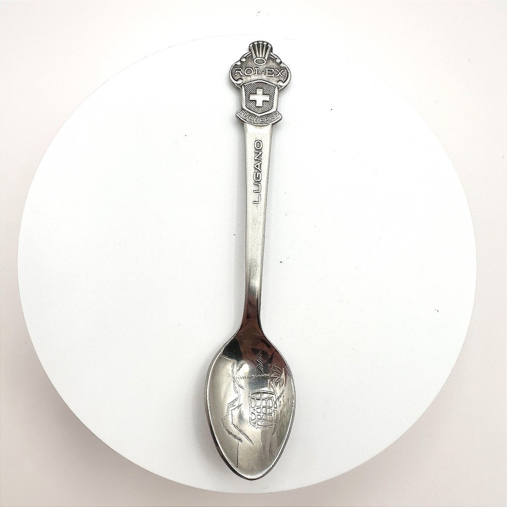 Vintage 90s Rolex Bucherer Lugano Souvenir Spoon Silver Tone Collector